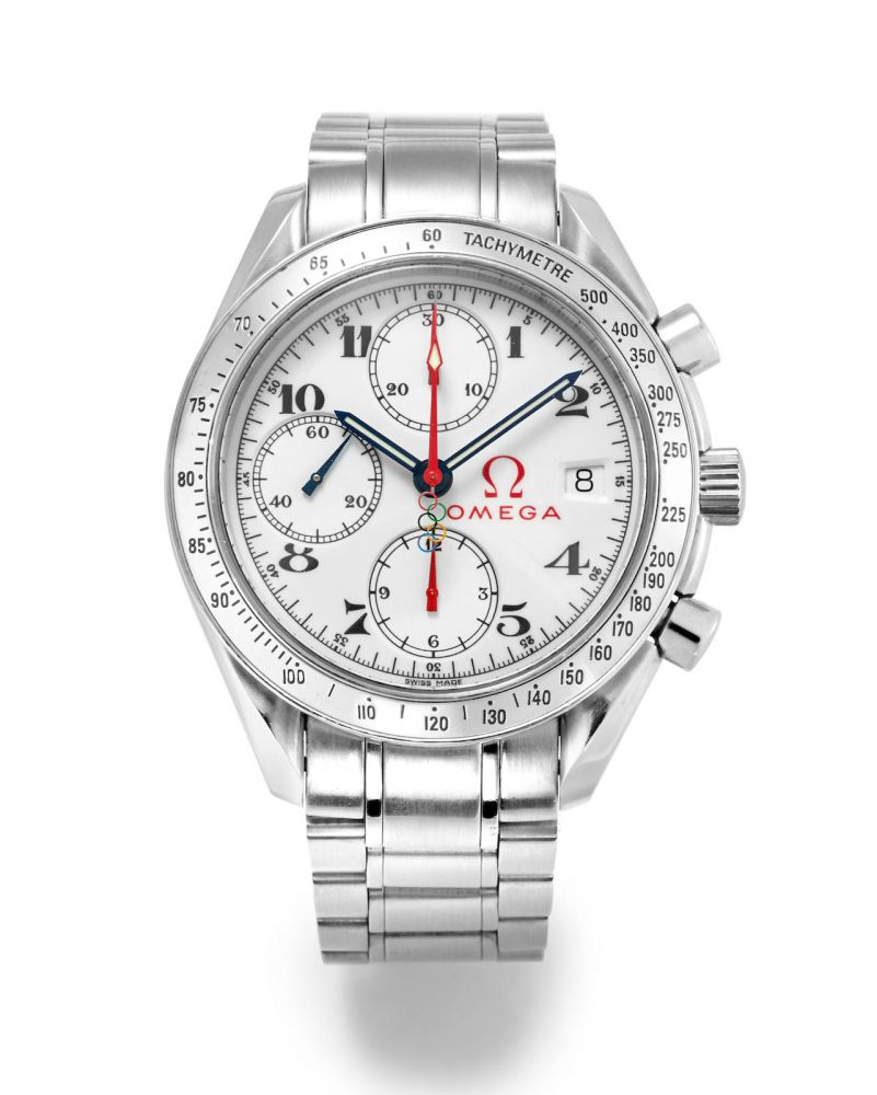 OMEGA | OLYMPIC DE VILLE, A STAINLESS STEEL CO-AXIAL CHRONOGRAPH WRISTWATCH WITH DATE, CIRCA 2004