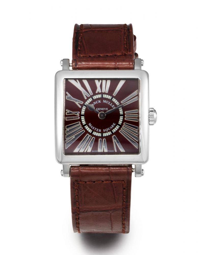 FRANCK MULLER. A LADY'S WHITE GOLD MASTER SQUARE: RELIEF WRISTWATCH, CIRCA 2010