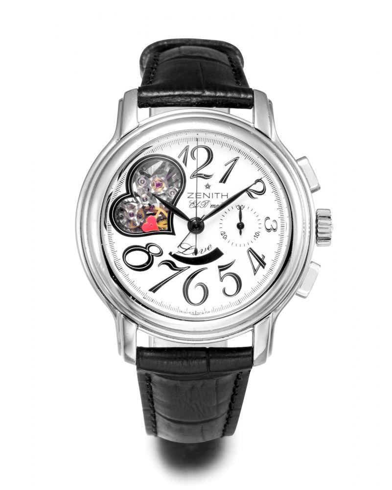 ZENITH. A LADY'S STAINLESS STEEL OPEN HEART QUEEN OF LOVE CHRONOGRAPH WRISTWATCH WITH POWER RESERVE, CIRCA 2012