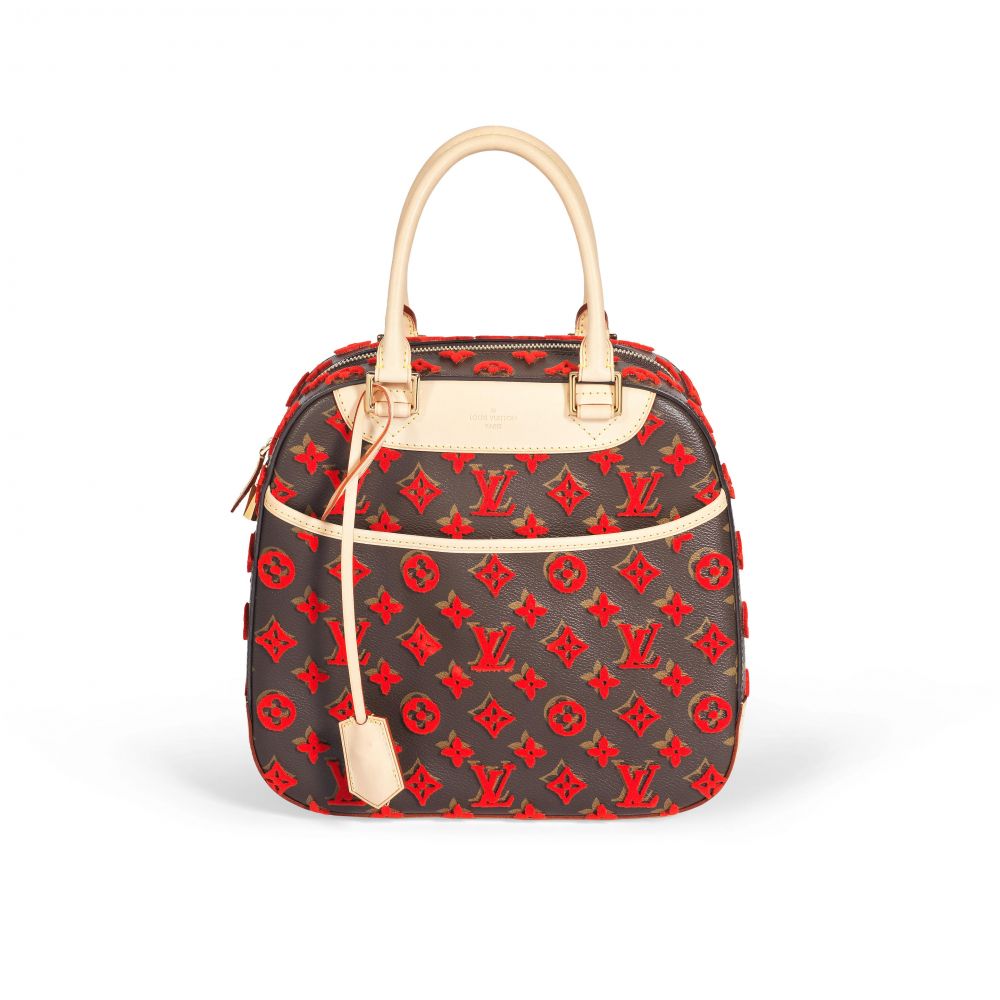 Rouge Monogram Tuffetage Deauville Cube Bag