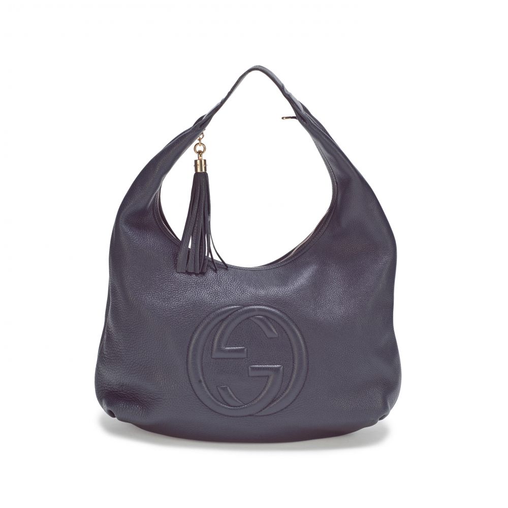 Navy Leather Large Soho Hobo Bag
