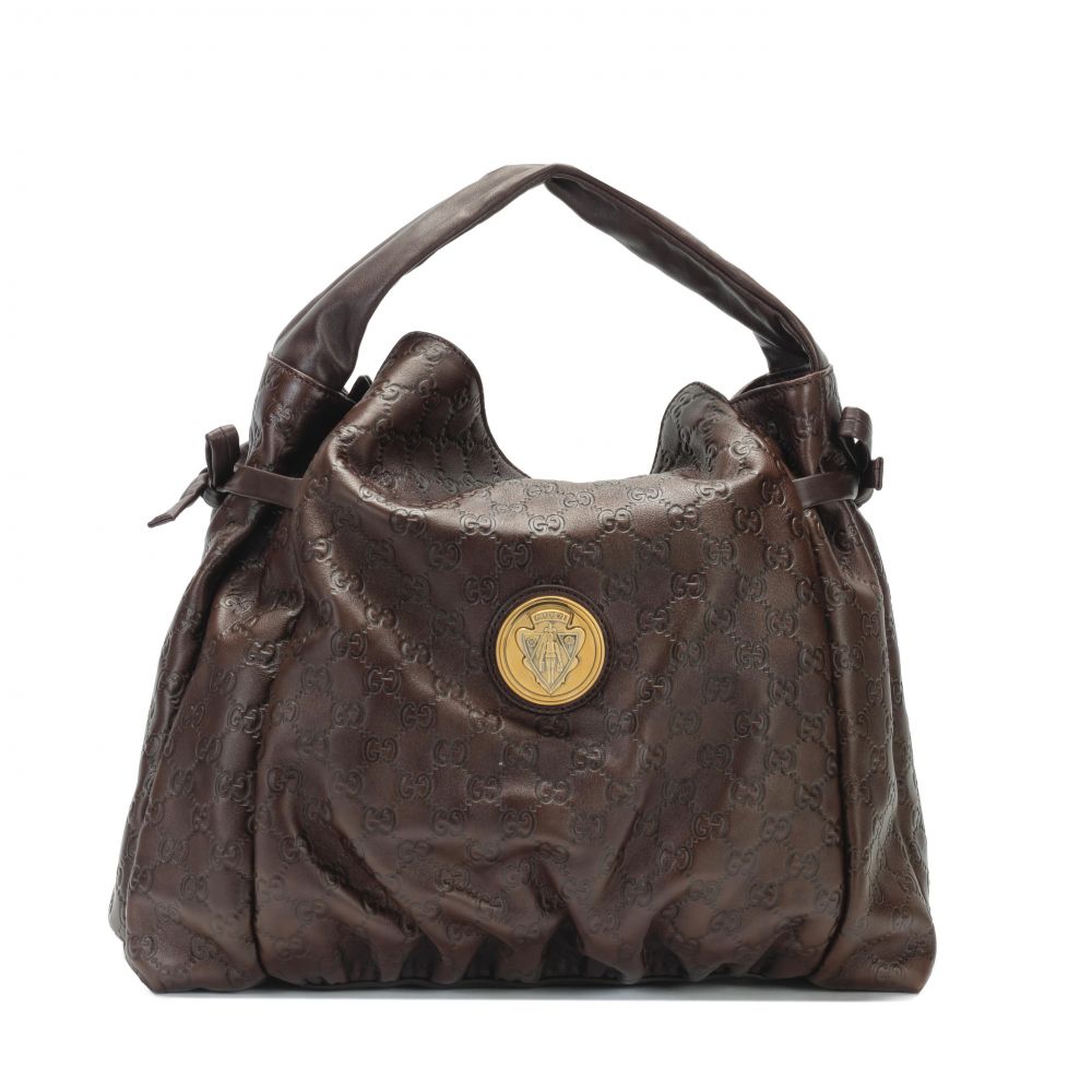 A BROWN GUCCISSIMA MEDIUM HYSTERIA HOBO BAG