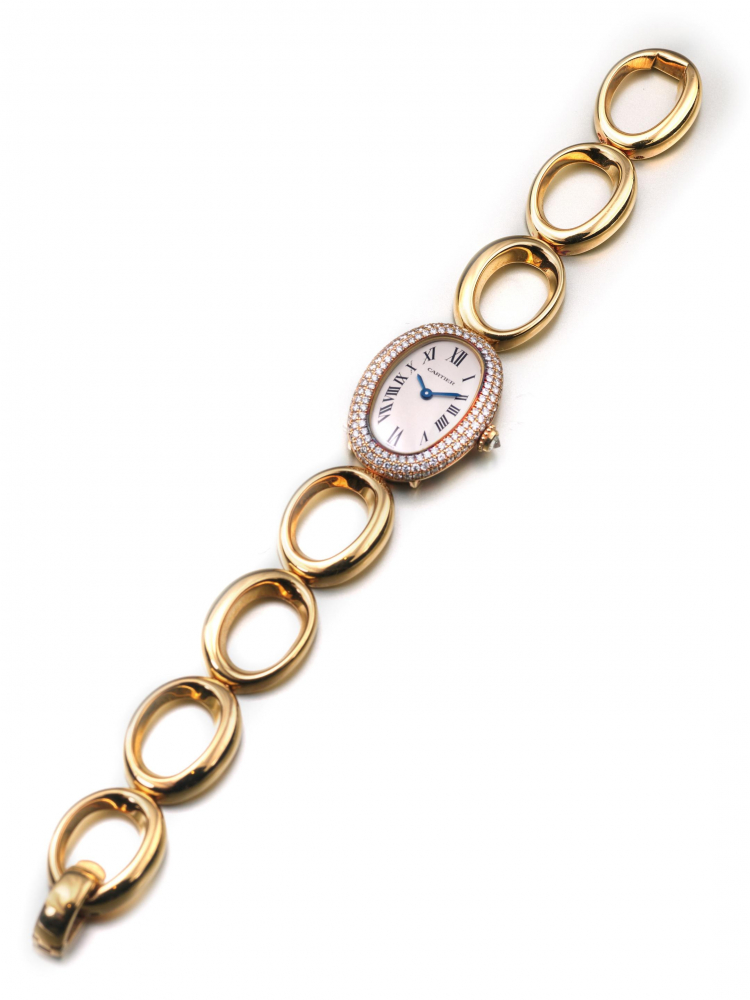 CARTIER | BAIGNOIRE, REF.1967, A LADY'S YELLOW GOLD AND DIAMOND-SET BRACELET WATCH, CIRCA 1995