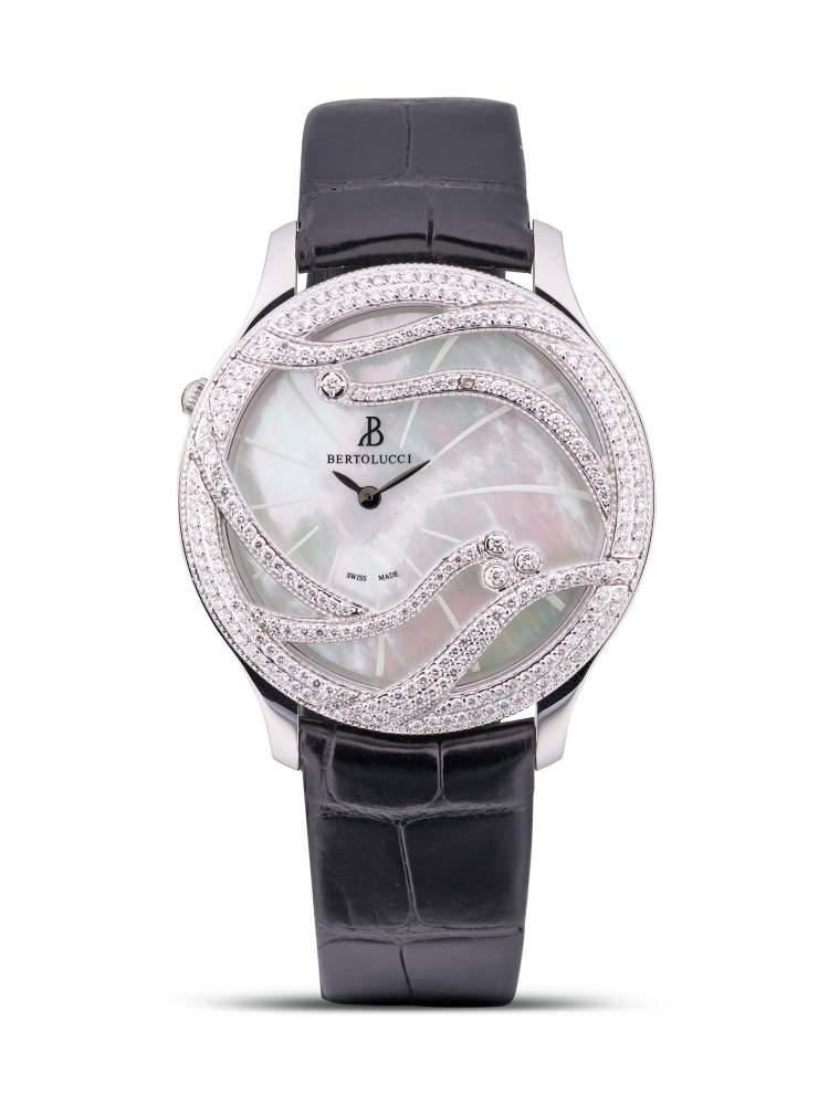 BERTOLUCCI | STRIA III, REF.1513.50, A NEW OLD STOCK STAINLESS STEEL, SILVER AND DIAMOND-SET WRISTWATCH WITH MOTHER-OF-PEARL DIAL, CIRCA 2012