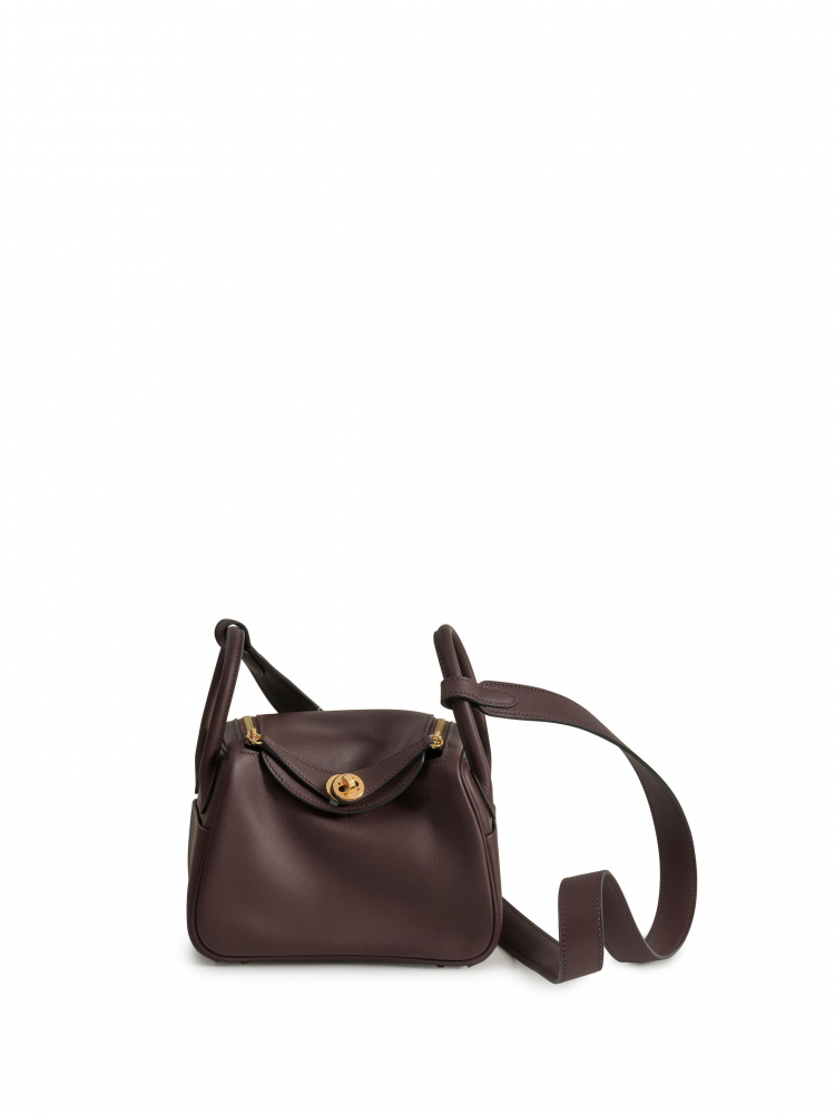 Hermes Mini Lindy Etoupe Handbag Bag Gold Hardware B For Sale at