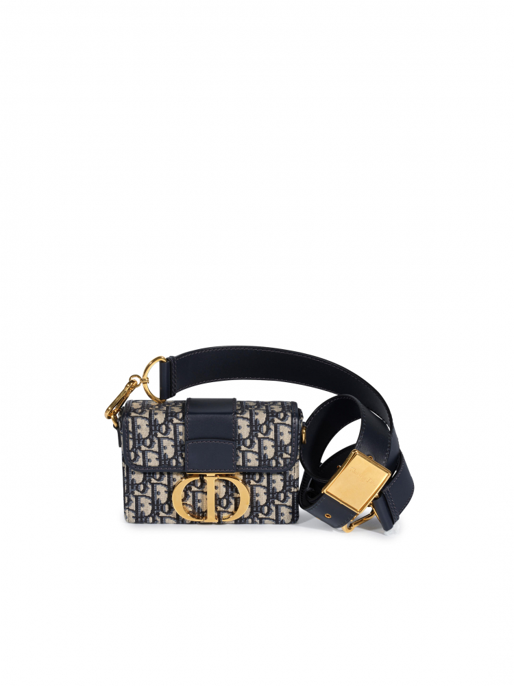 DIOR: BLUE OBLIQUE JACQUARD 30 MONTAIGNE BOX CANVAS BAG