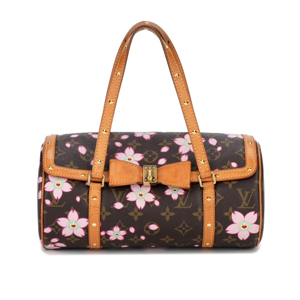 LOUIS VUITTON Papillon Pink Monogram Cherry Blossom Tote Handbag-US