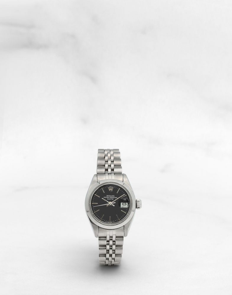 ROLEX. MONTRE BRACELET DE DAME EN ACIER AVEC DATE MOUVEMENT AUTOMATIQUE