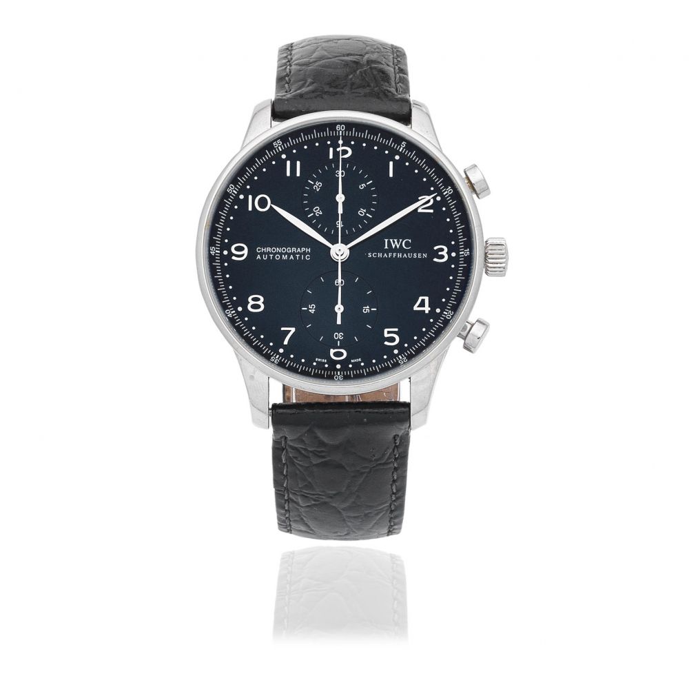 IWC. A stainless steel automatic chronograph wristwatch