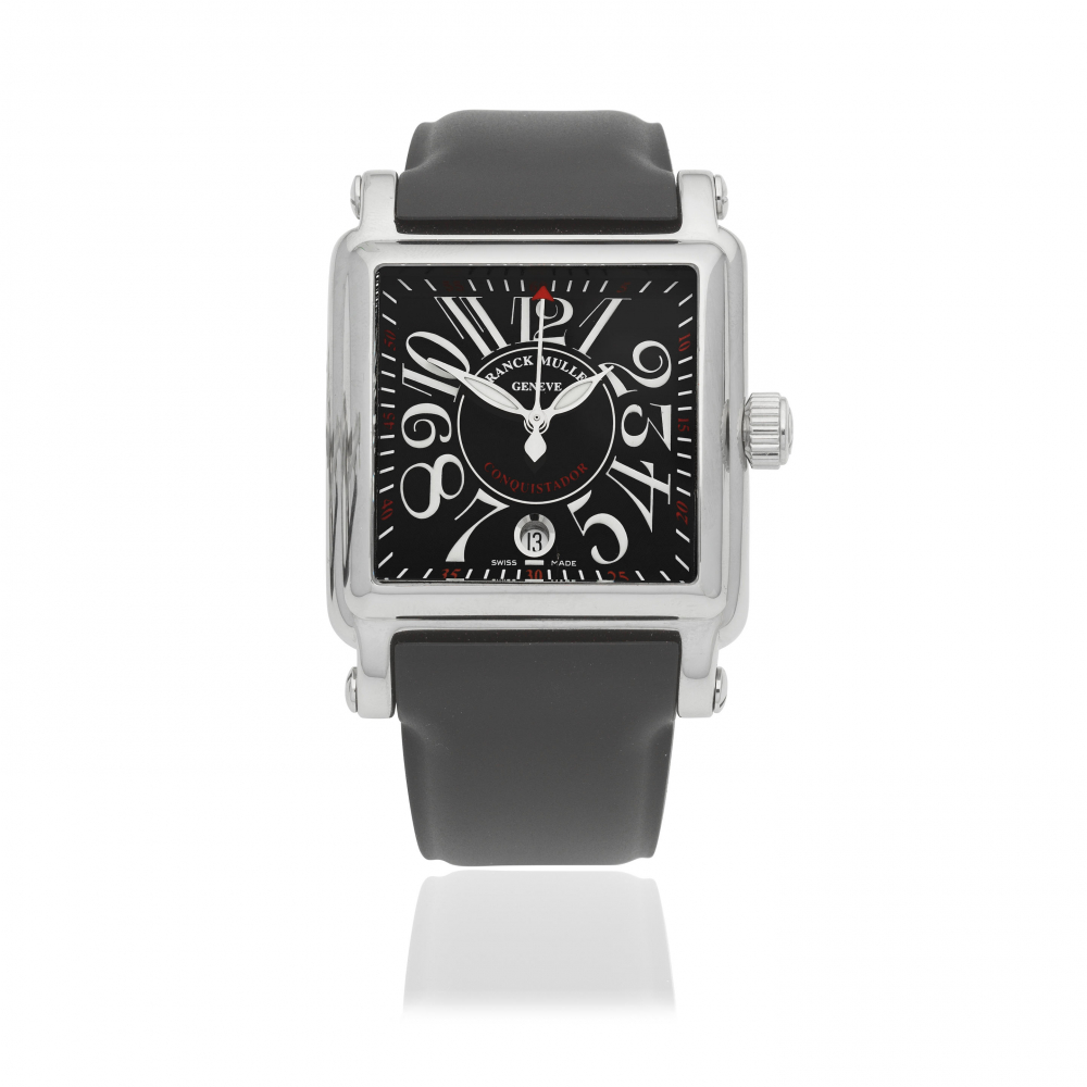Franck Muller. A stainless steel automatic calendar square wristwatch