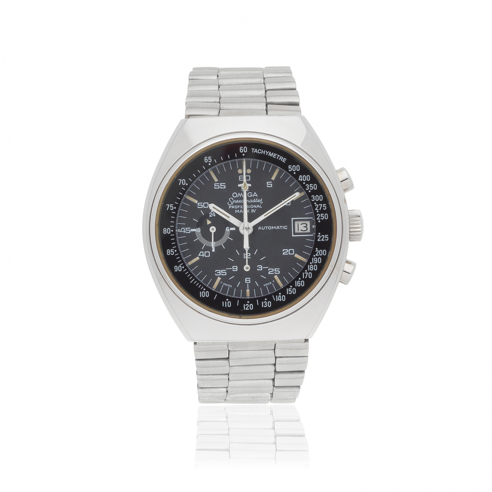 Omega. A stainless steel automatic calendar chronograph bracelet watch