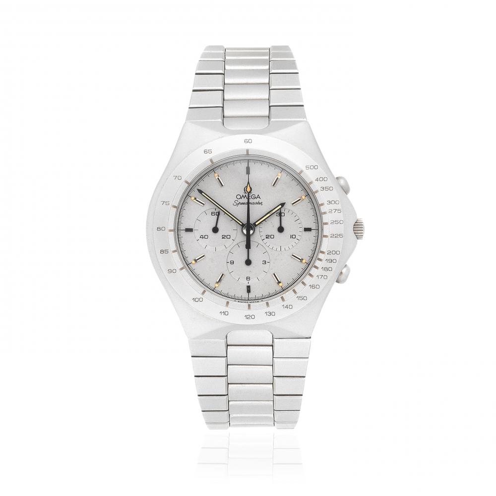 Omega. A stainless steel manual wind chronograph bracelet watch