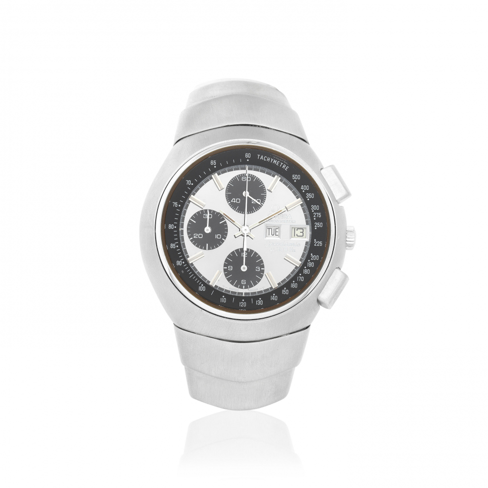 Omega. A stainless steel electronic quartz bracelet watch