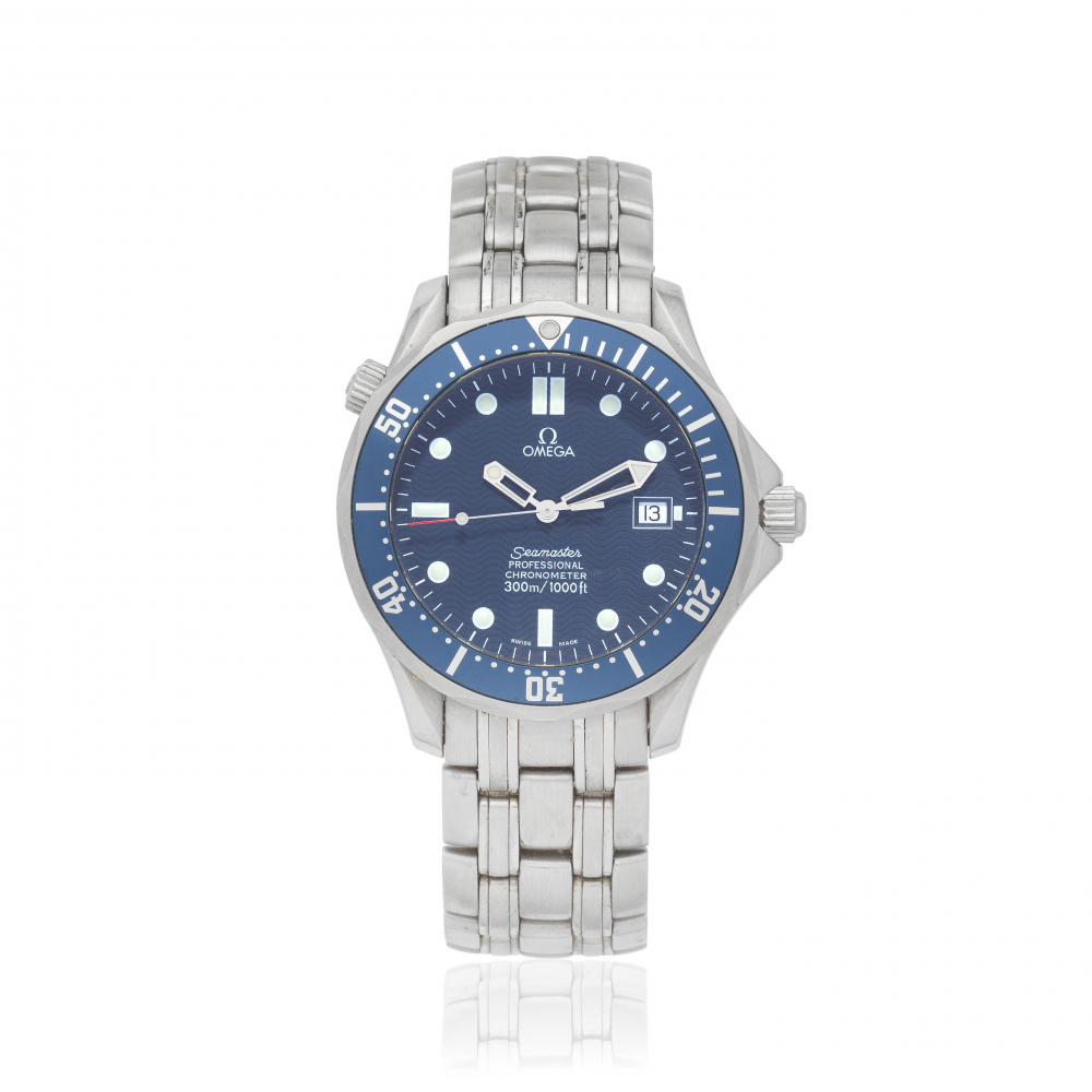 Omega. A stainless steel automatic calendar bracelet watch