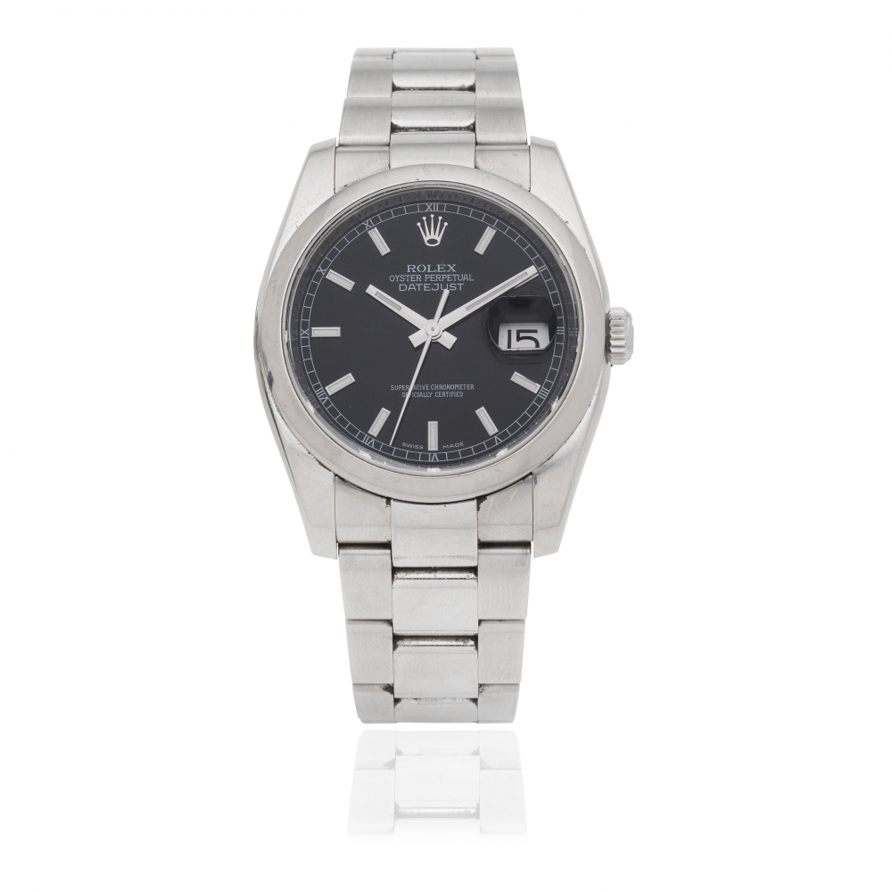Rolex. A stainless steel automatic calendar bracelet watch