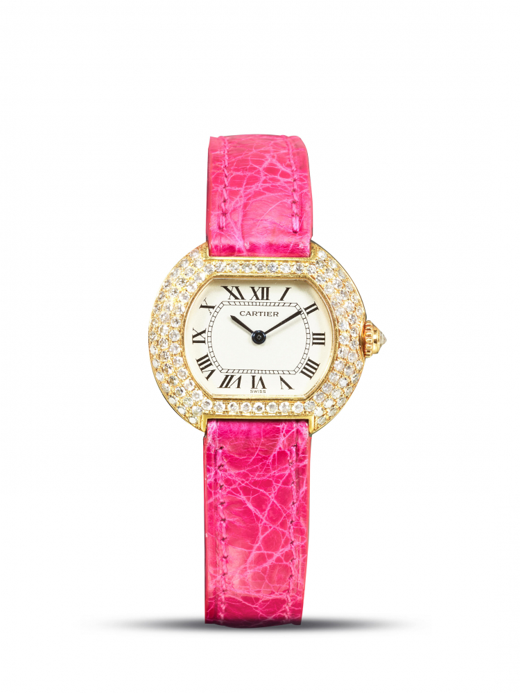 CARTIER | ELLIPSE, A RARE YELLOW GOLD AND DIAMOND-SET WRISTWATCH, CIRCA 1990
