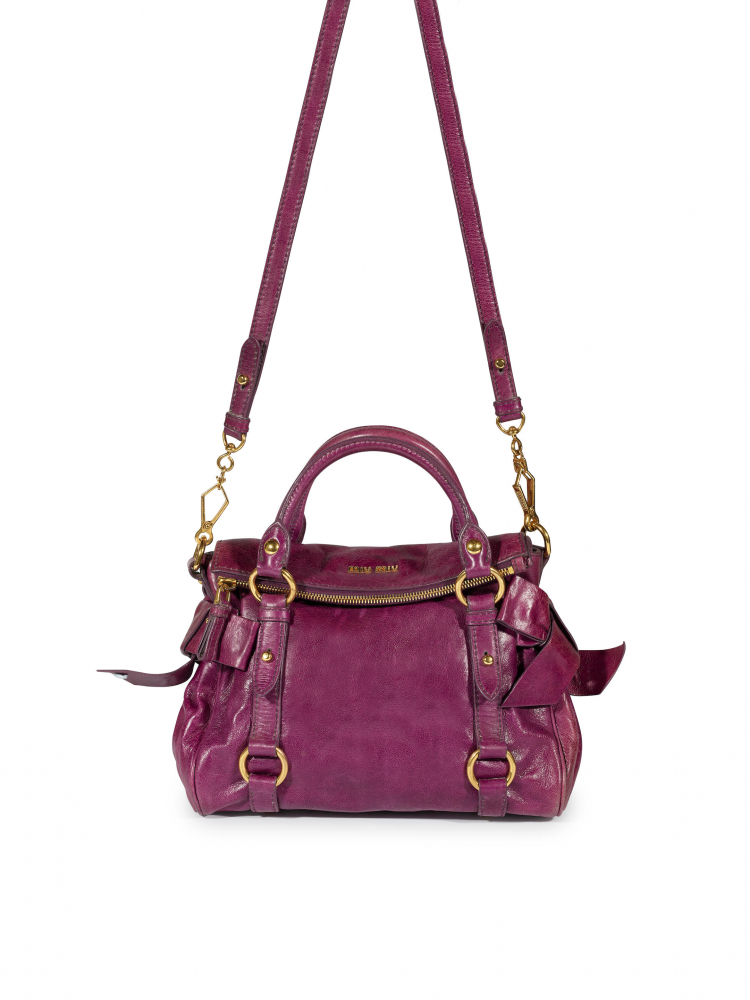 MIU MIU: PURPLE SATCHEL HANDBAG