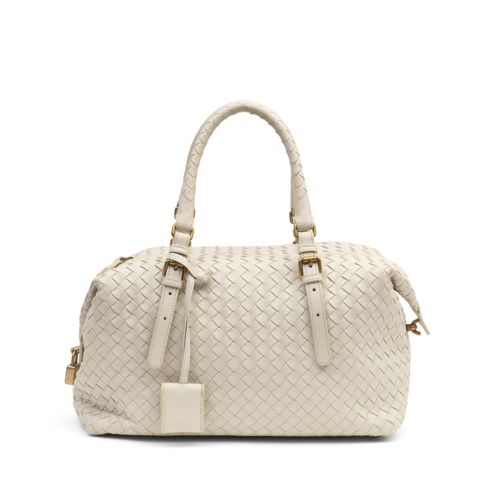 A CREAM INTRECCIATO LEATHER MONTAIGNE TOTE