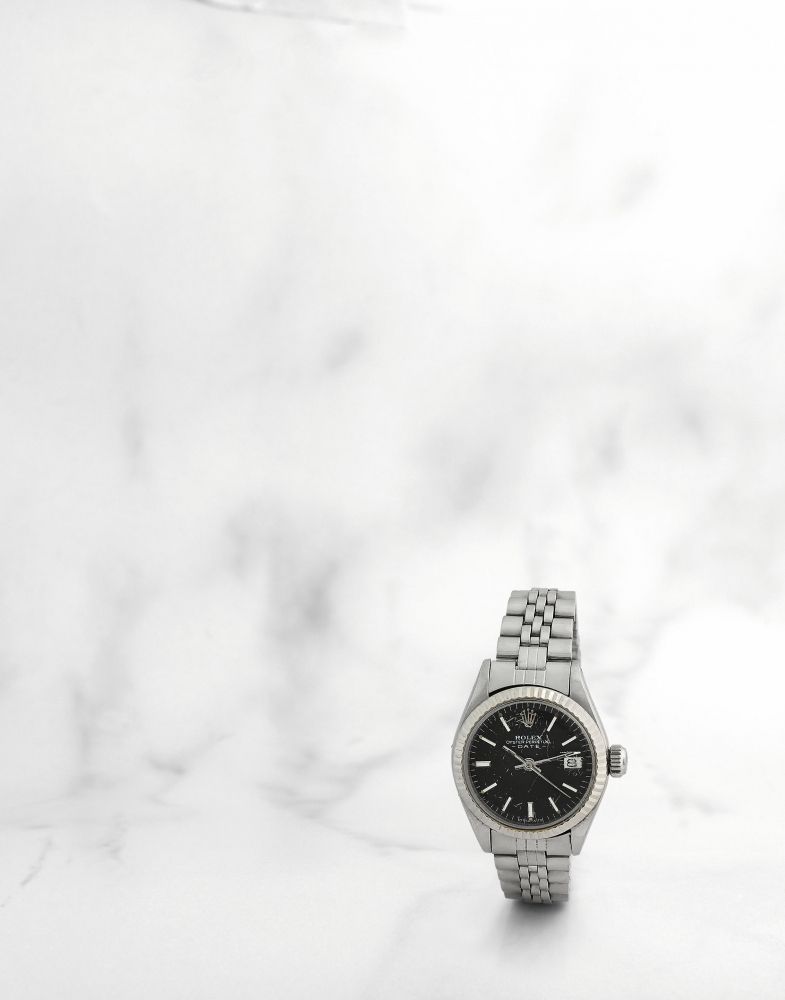 Rolex. Montre bracelet de dame en acier avec date mouvement automatique