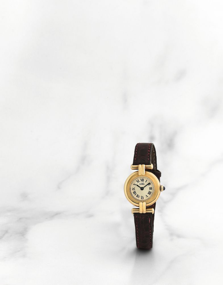 Cartier. Montre bracelet de dame en plaqué or et argent (925) mouvement quartz