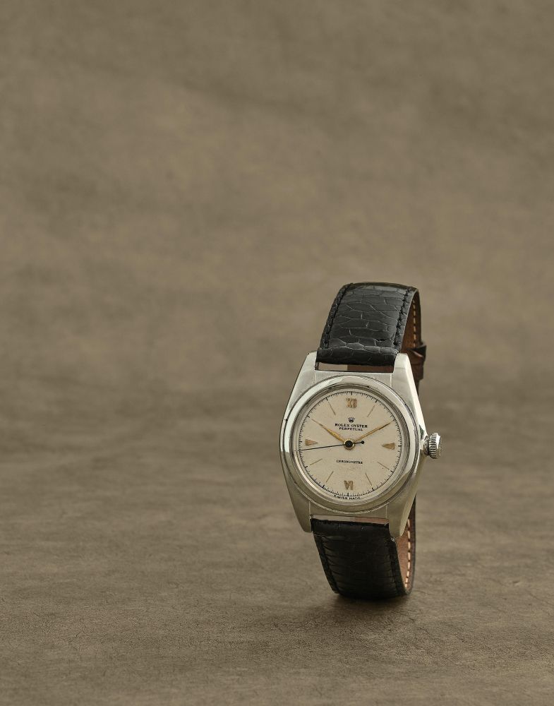 Rolex. Montre bracelet en acier bubble back mouvement automatique