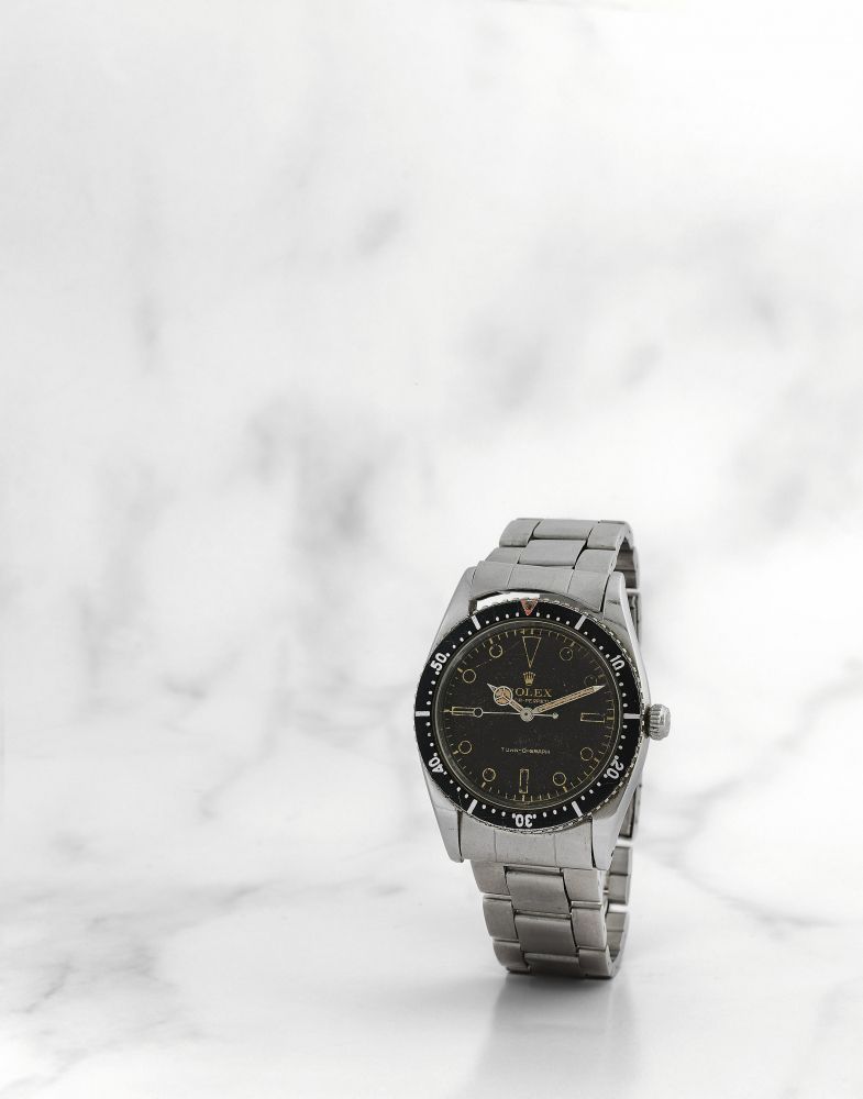 Rolex. Rare et belle montre bracelet en acier avec cadran 'gilt' mouvement automatique