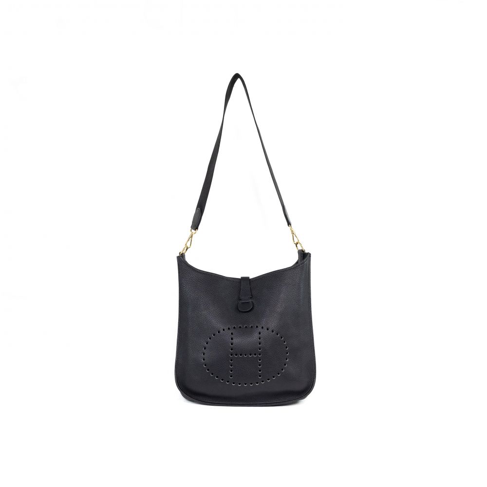 Hermes Evelyne Clemence 3 Pm 2015 Black Leather Shoulder Bag