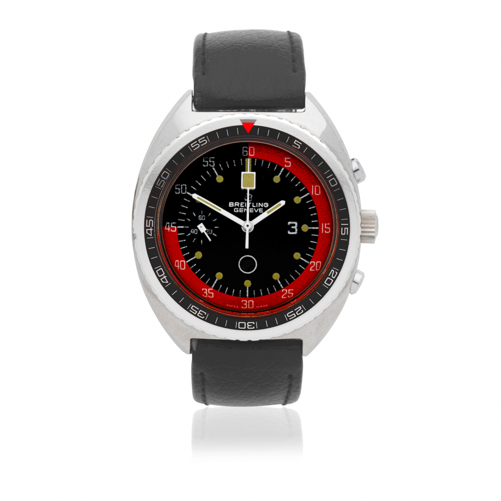 Breitling. An unusual stainless steel manual wind chronograph wristwatch