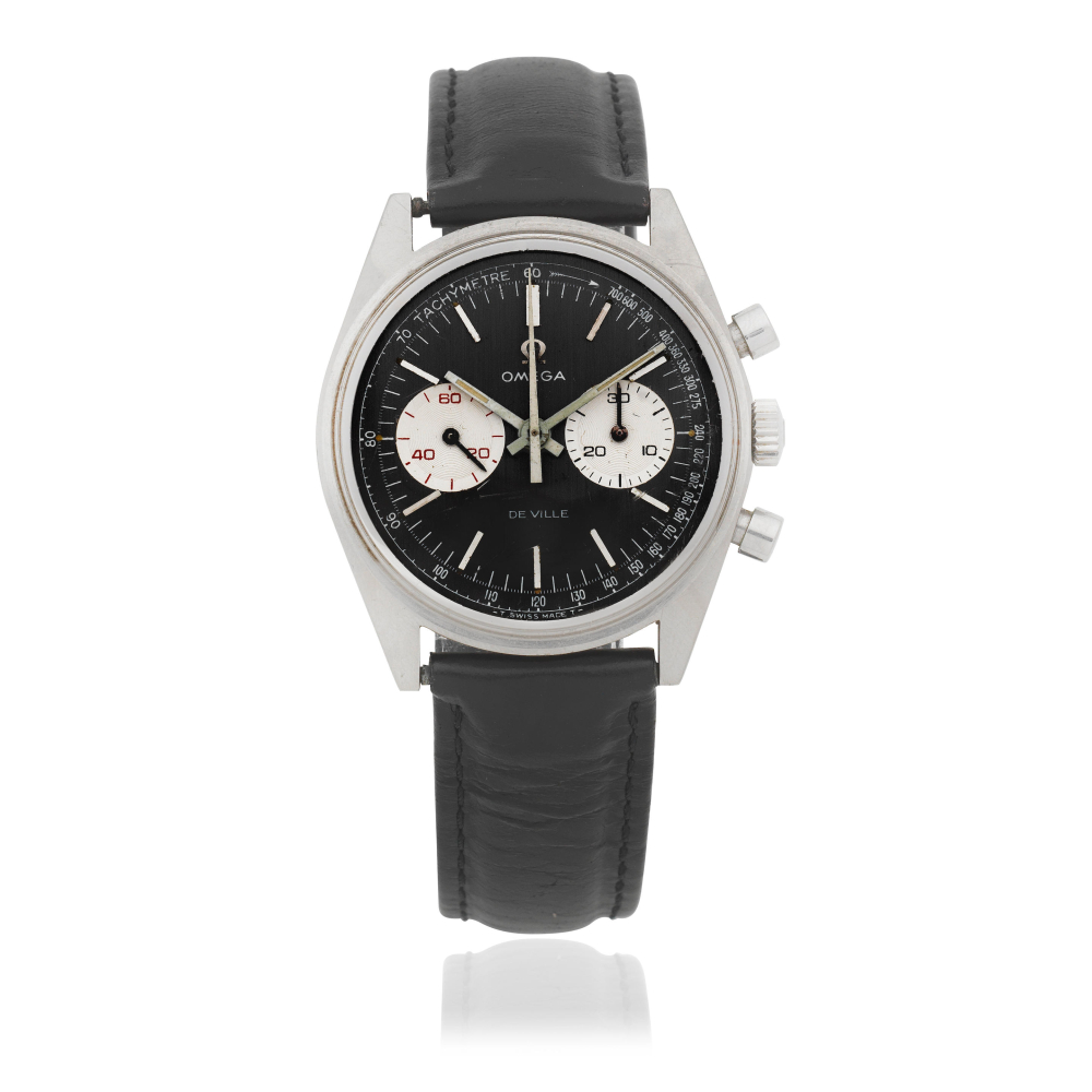 Omega. A stainless steel manual wind chronograph wristwatch