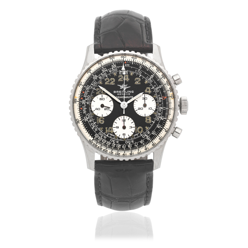 Breitling. A stainless steel manual wind chronograph bracelet watch with 24 hour dial