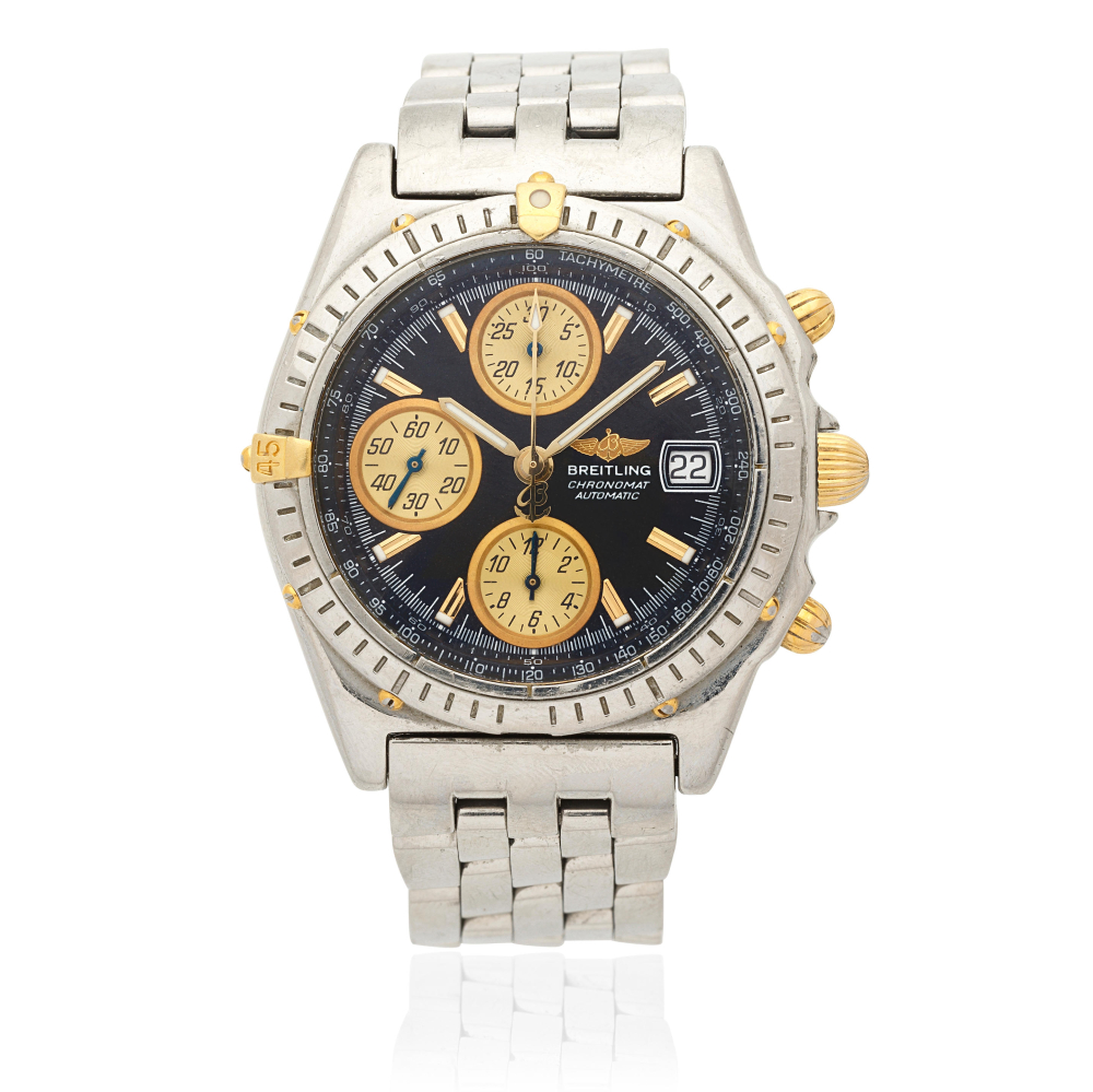 Breitling. A stainless steel automatic calendar chronograph bracelet watch