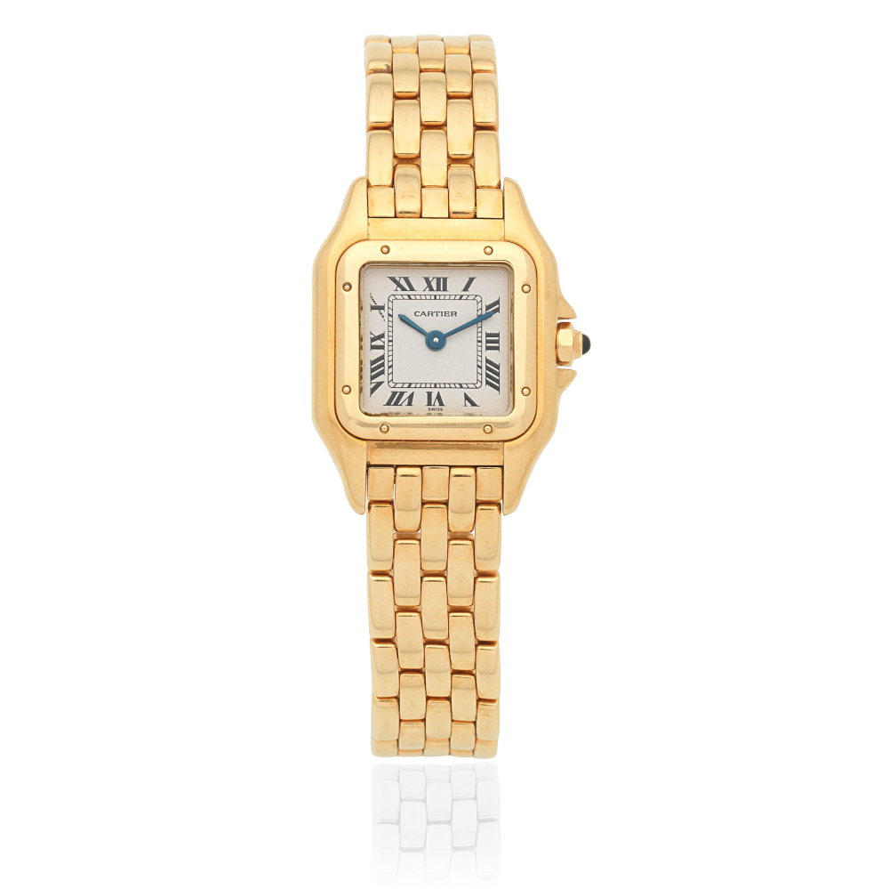 Cartier. A lady's 18K gold quartz bracelet watch