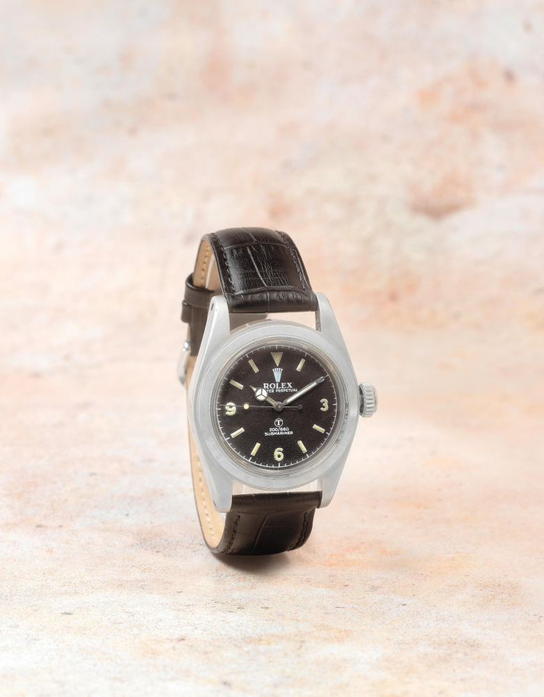 Rolex. A very rare and historically interesting military issue automatic wristwatch with big crown and Burford dial