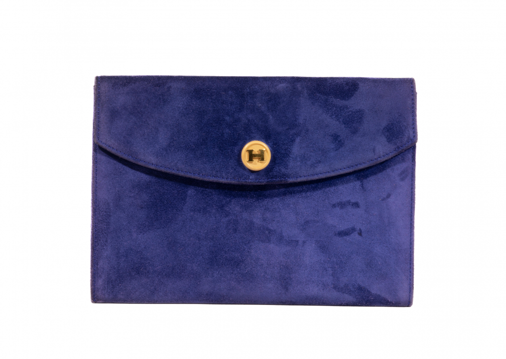 HERMES Paris Made In France. Pochette Rio 24, veau velours améthyste