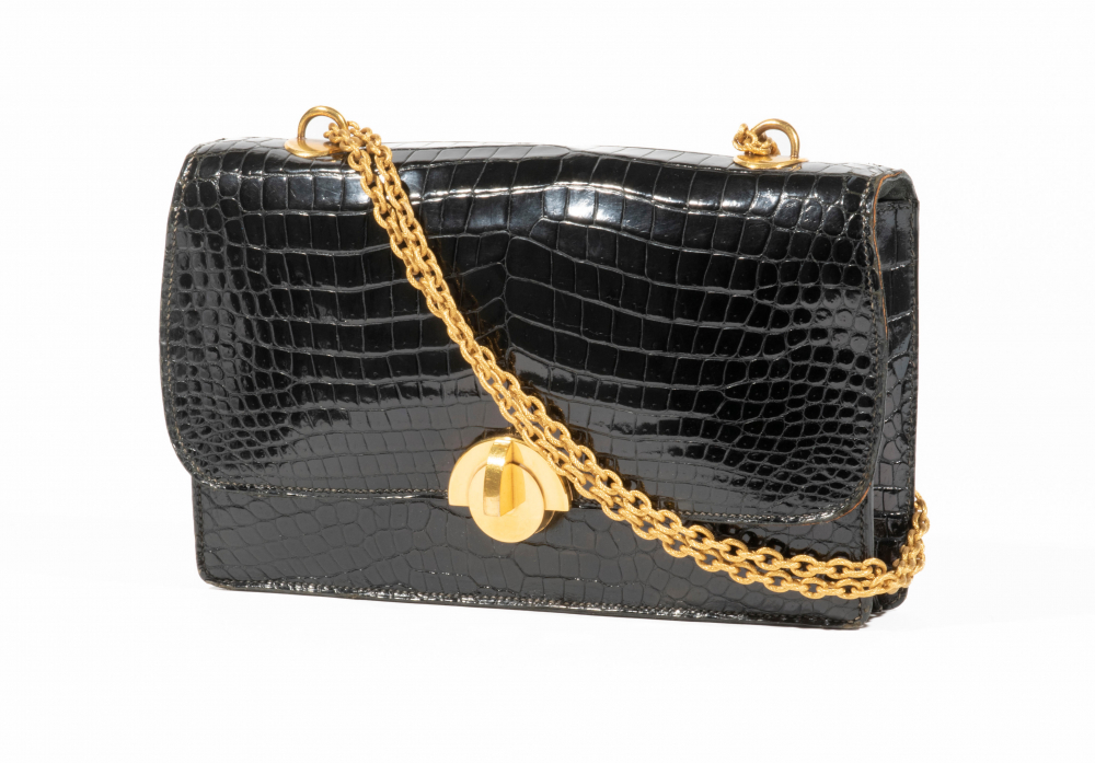 HERMES Paris. Sac Demi Lune 25, crocodile d'estuaire