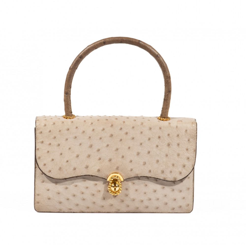 HERMES Paris. Sac Escale 26 autruche bicolore