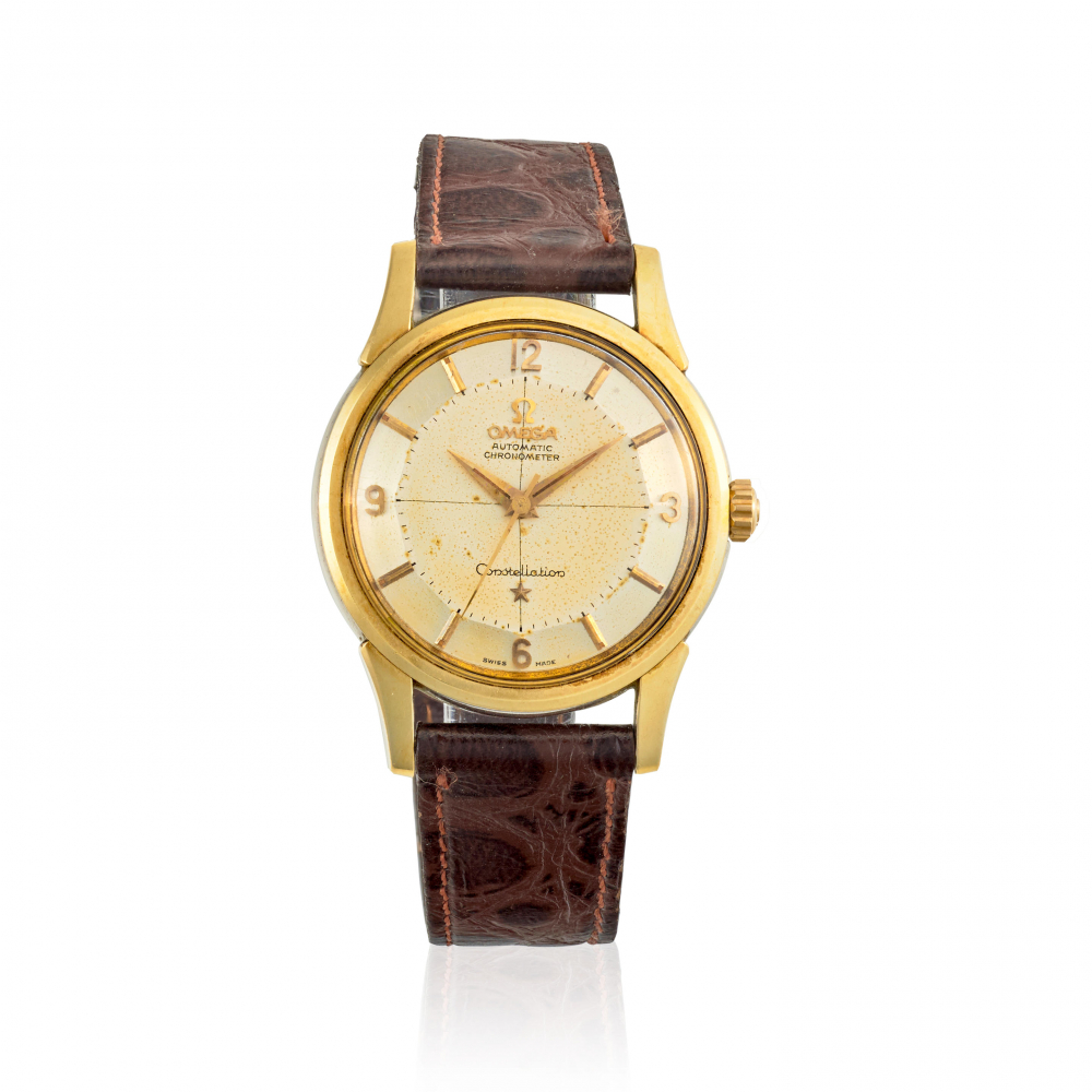 OMEGA. A STAINLESS STEEL AND GOLD PLATED AUTOMATIC WRISTWATCH