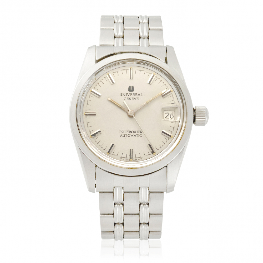 UNIVERSAL. A STAINLESS-STEEL AUTOMATIC CALENDAR BRACELET WATCH