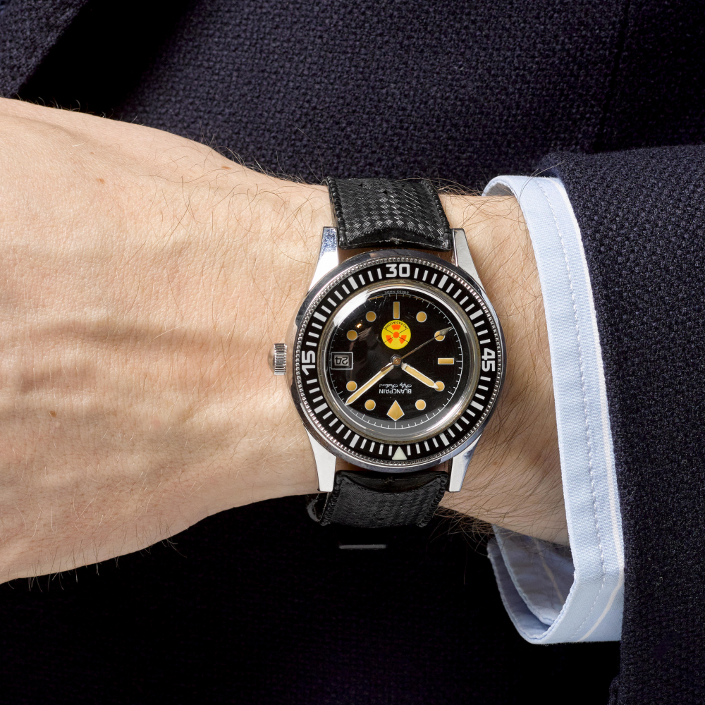 BLANCPAIN. A STAINLESS STEEL AUTOMATIC CENTER SECONDS DIVER'S WRISTWATCH