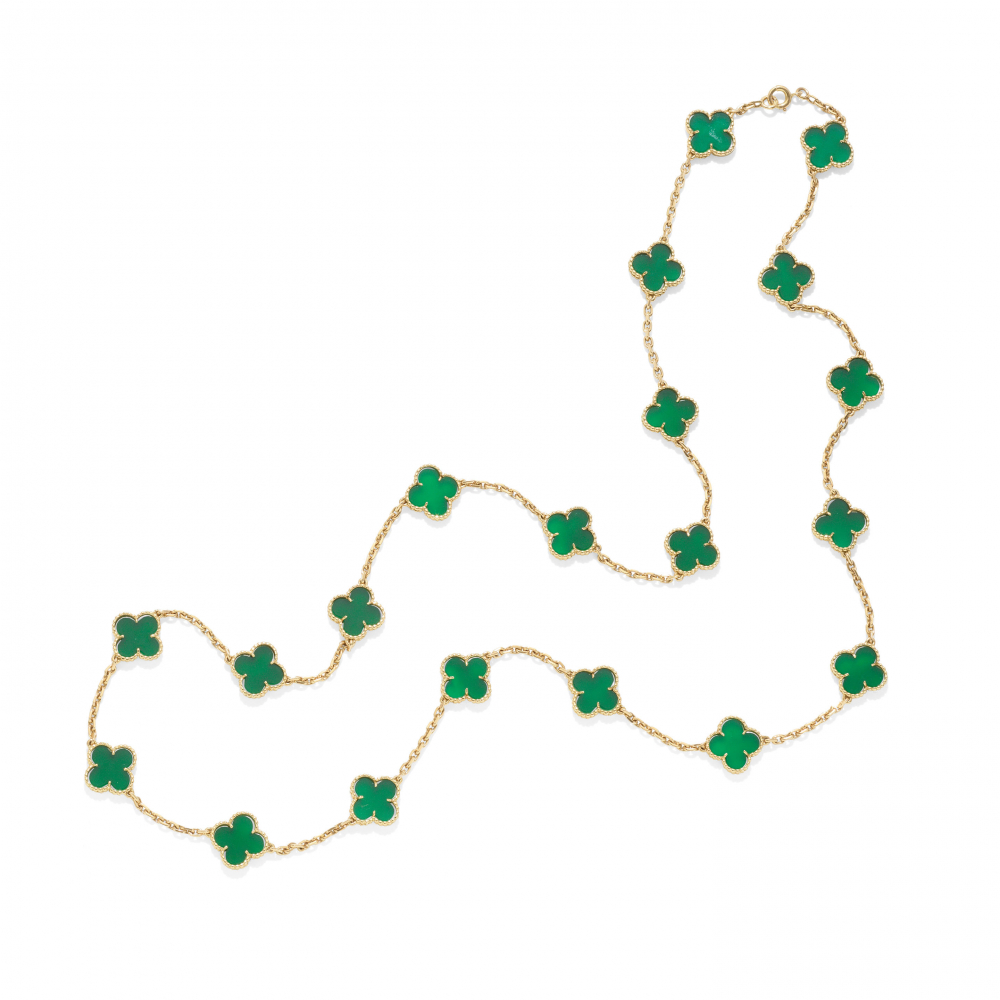 VAN CLEEF & ARPELS: CHALCEDONY 'ALHAMBRA' NECKLACE