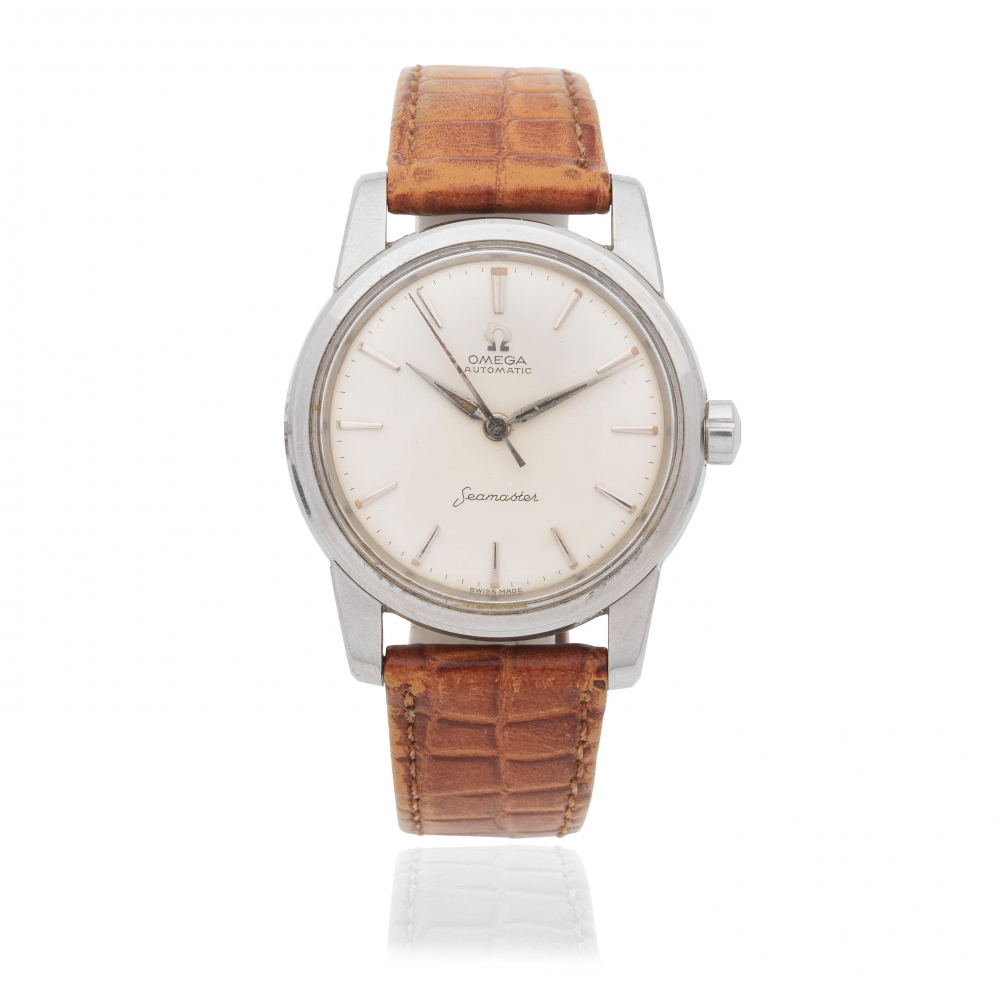 Omega. A stainless steel automatic wristwatch