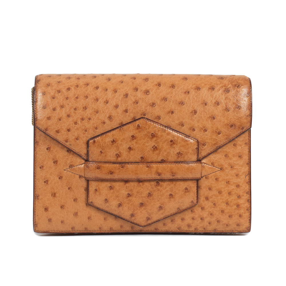 Hermes: a Gold Ostrich Faco Clutch