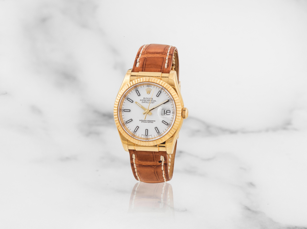 Rolex. Montre bracelet en or jaune 18K (750) avec date mouvement automatique