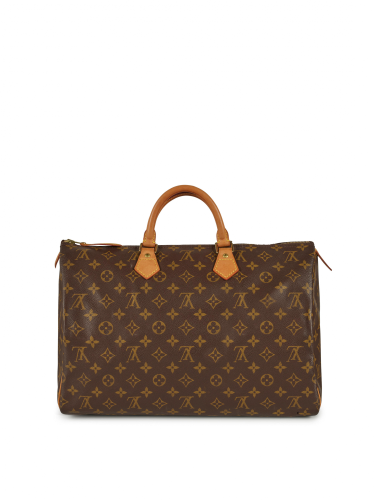 LOUIS VUITTON: MONOGRAM CANVAS AND NATURAL LEATHER SPEEDY 40