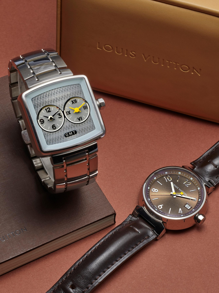 Louis Vuitton - Tambour Monogram Quartz 28mm Steel & Rose Gold - Brown - Unisex - Luxury
