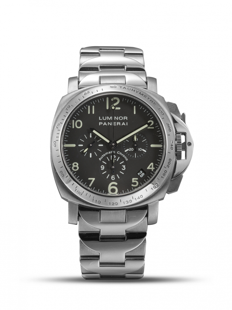 PANERAI | LUMINOR CHRONO, REF.PAM00072, A LIMITED PRODUCTION TITANIUM AND STAINLESS STEEL CHRONOGRAPH BRACELET WATCH WITH DATE, CIRCA 2001