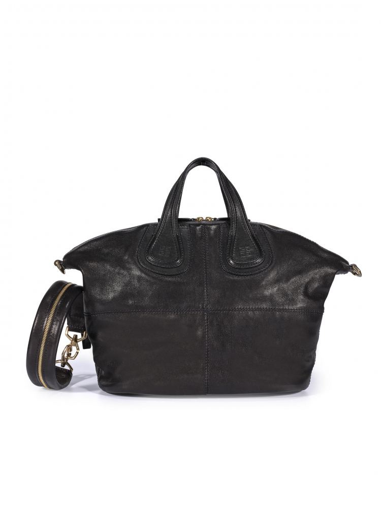 GIVENCHY: BLACK LAMBSKIN NIGHTINGALE BAG WITH SILVER TONED HARDWARE