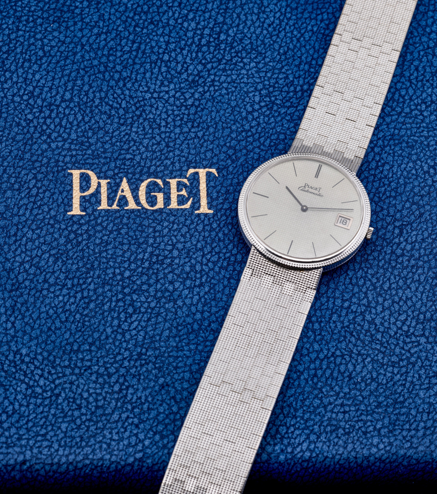 PIAGET | REF.13601 C 4, A WHITE GOLD BRACELET WATCH WITH DATE, CIRCA 1980