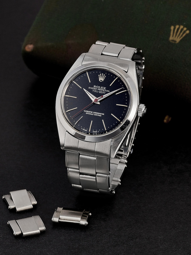 ROLEX | TRU-BEAT, REF.6558, A RARE STAINLESS STEEL BRACELET WATCH, CIRCA 1960