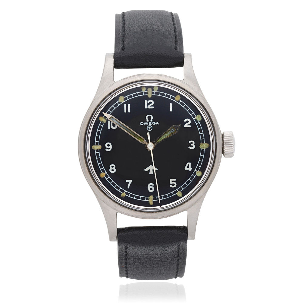 Omega. A stainless steel manual wind military issue wristwatch